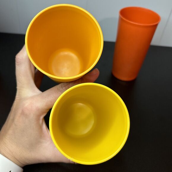 Vintage Tupperware Tumblers Cups 873 - 12 oz. Harvest Colors Set of 5 Stackable - Picture 8 of 14